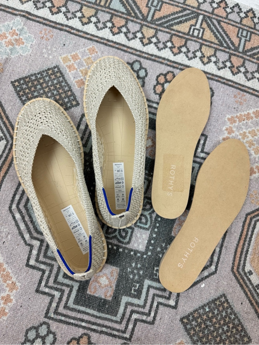Rothy’s New The Espadrille Diamond Metallic Flat Slip-on Knit Shoes size 7.5 - Picture 12 of 14